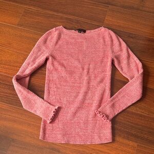 Ann Taylor Pink Heathered Ribbed Crewneck Sweater size small